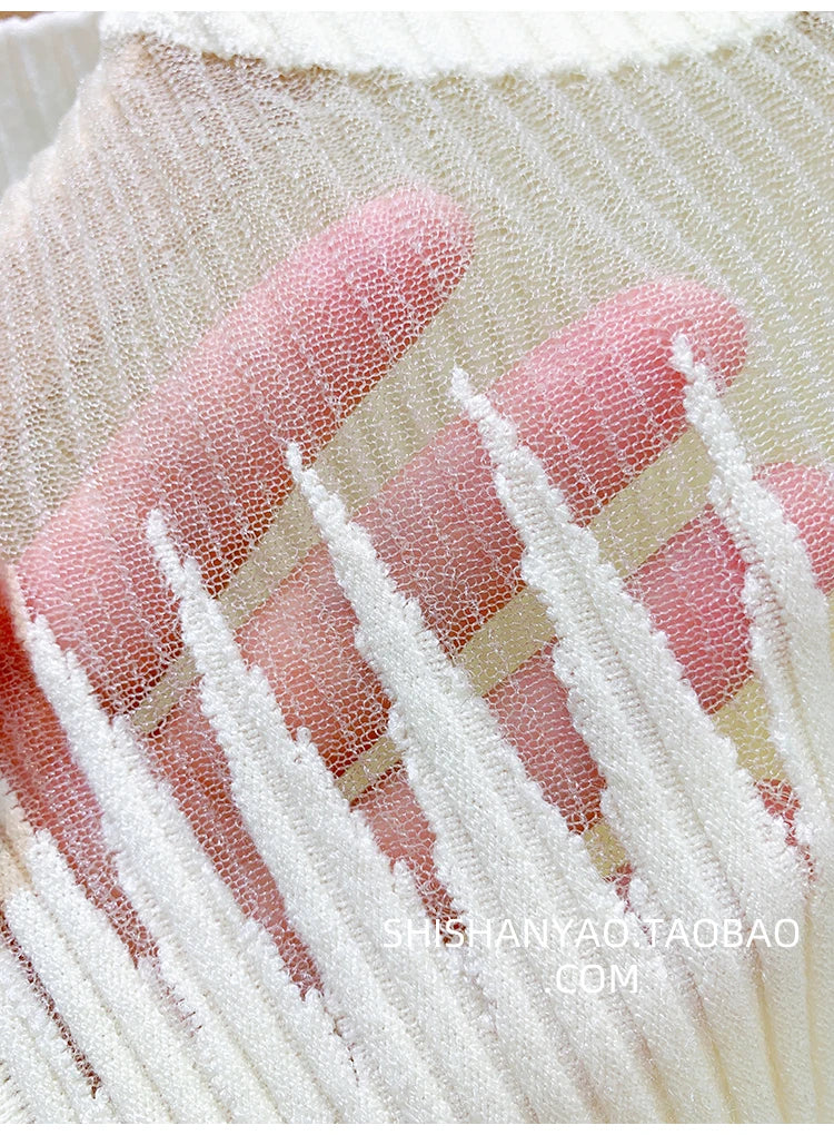 Y2K Mesh Knit Tank Top – Sleeveless Cut-Out Streetwear Style