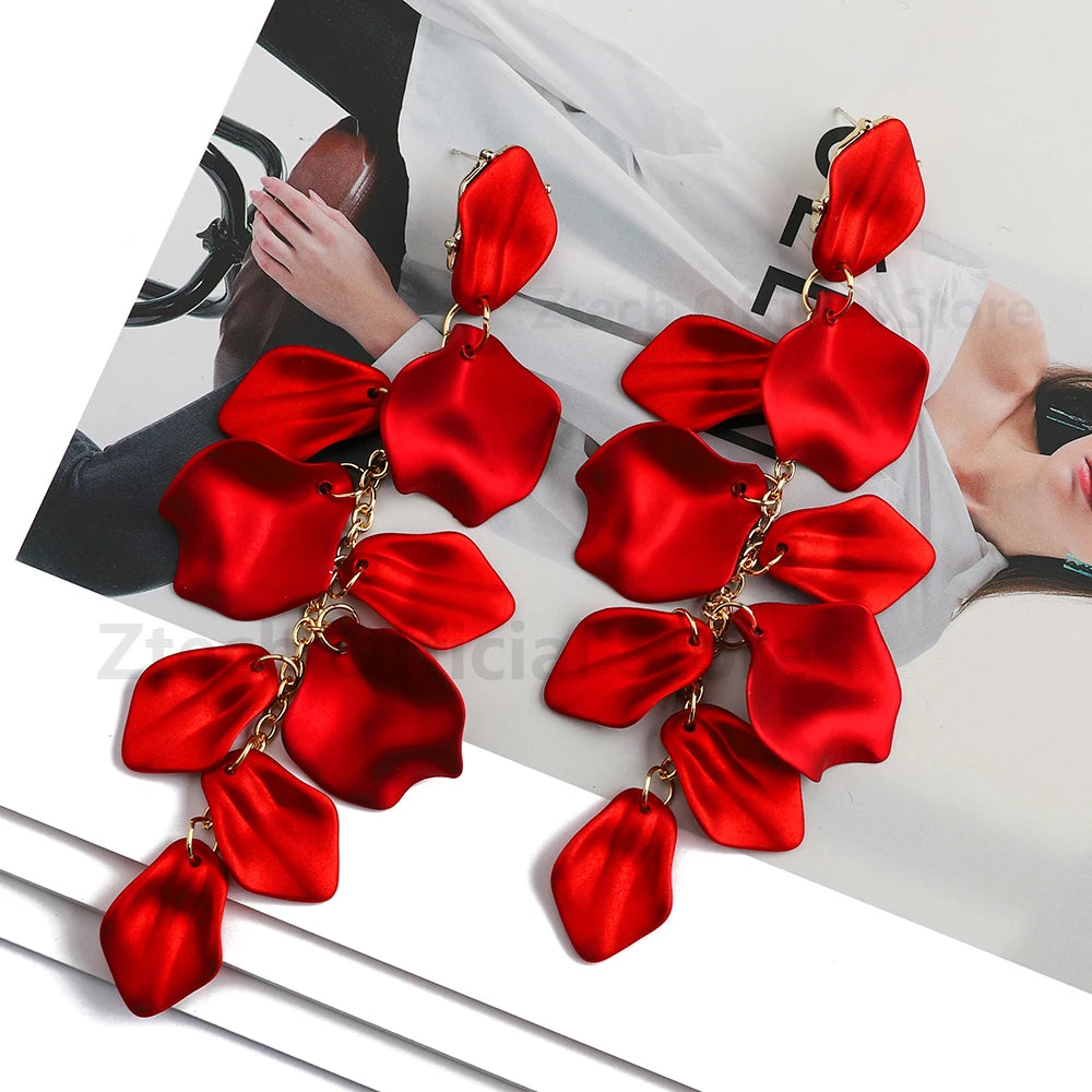 Multicolor Acrylic Petal Tassel Earrings – Luxury Women’s Wedding Jewelry