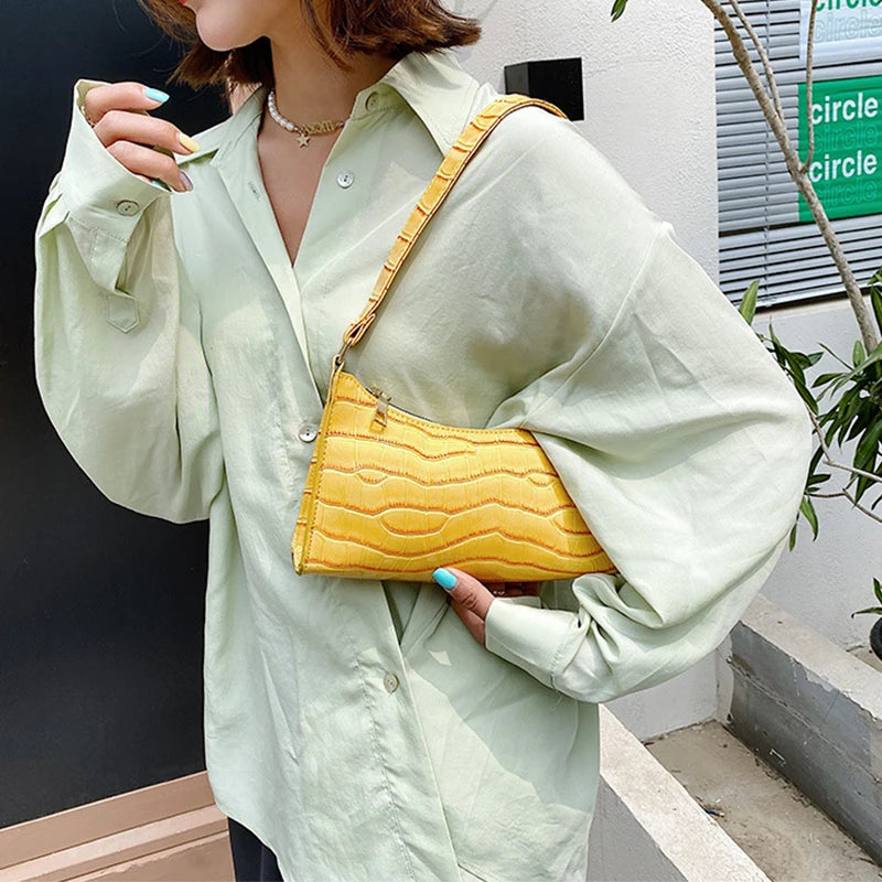 Retro Alligator Pattern PU Leather Handbag – Small Shoulder & Clutch Tote for Women
