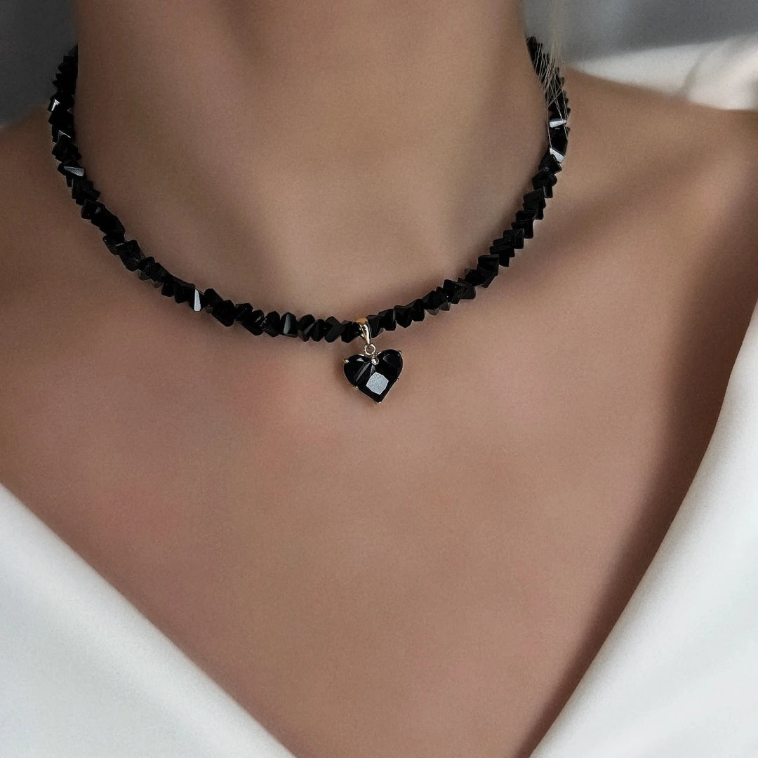 Vintage Sexy Zircon Heart Pendant Necklace – Boho Geometric Baroque Crystal Jewelry for Women