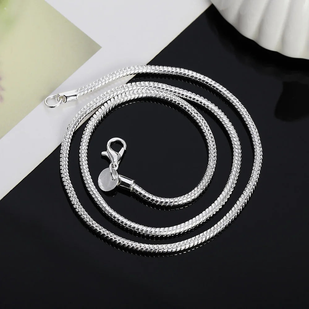 40-75cm 925 Sterling Silver Snake Chain Necklace –  1MM/2MM/3MM Pendant Jewelry for Men & Women