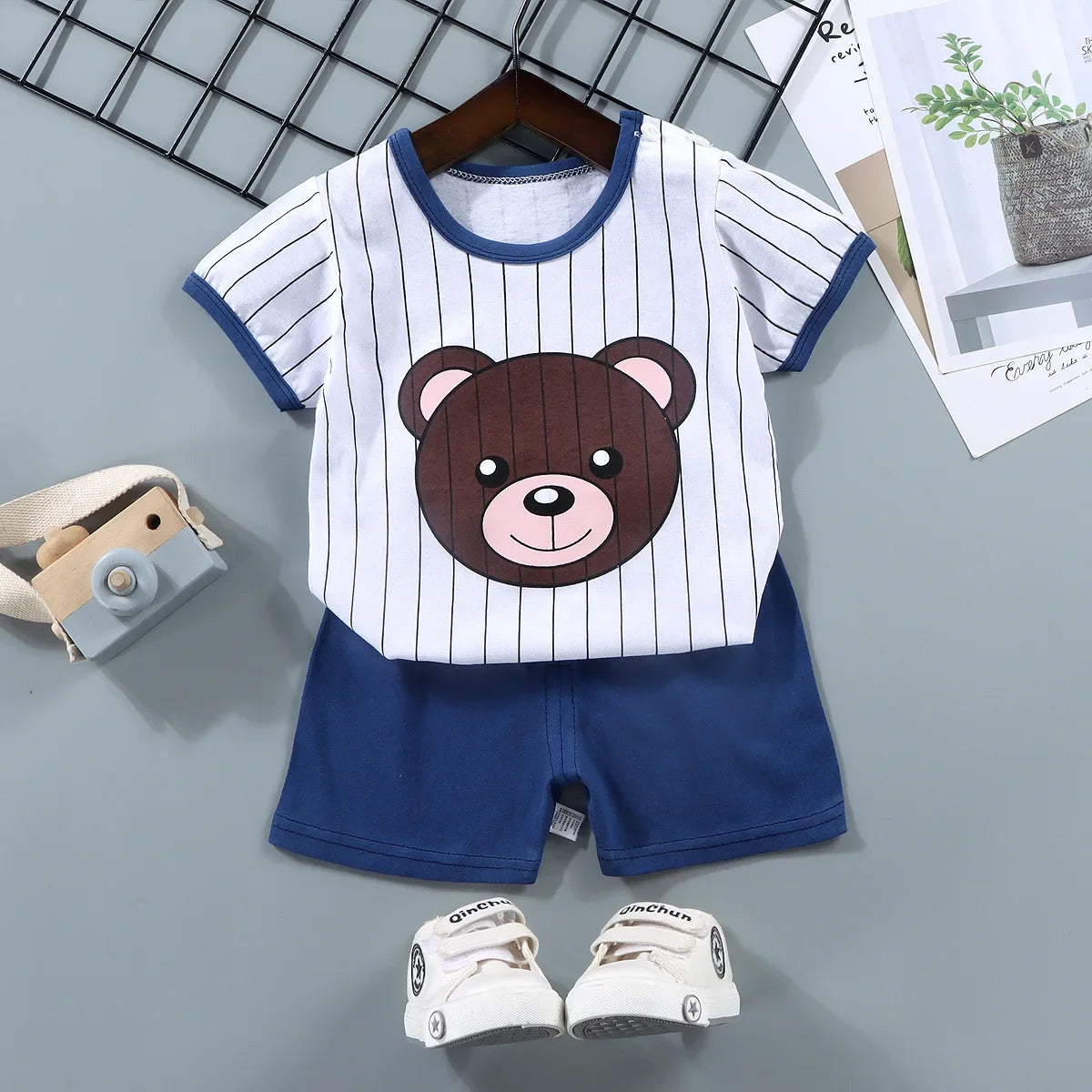 2PCS Mother & Kids Summer Cotton Sets – Short Sleeve T-Shirts & Shorts for Boys & Girls