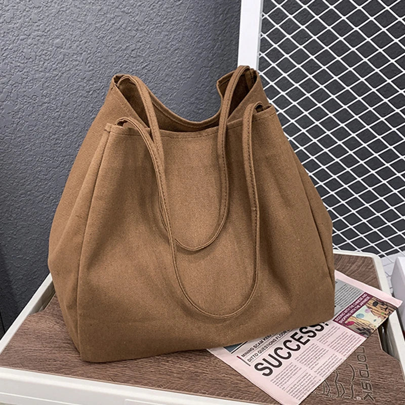 Large Capacity Canvas Tote – Eco-Friendly Reusable Shopper Shoulder Bag for Women