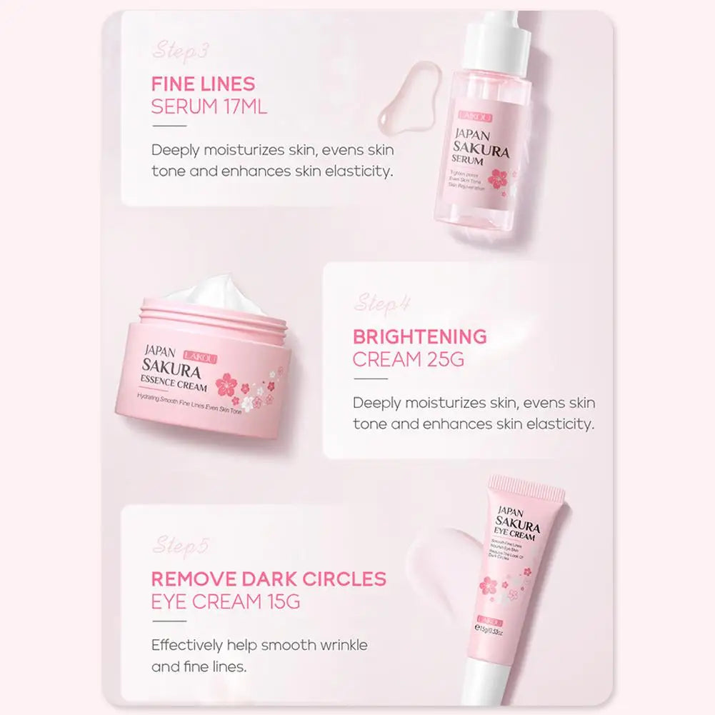 Sakura Skincare Gift Set – Cream, Toner, Serum & More (3/5pcs)