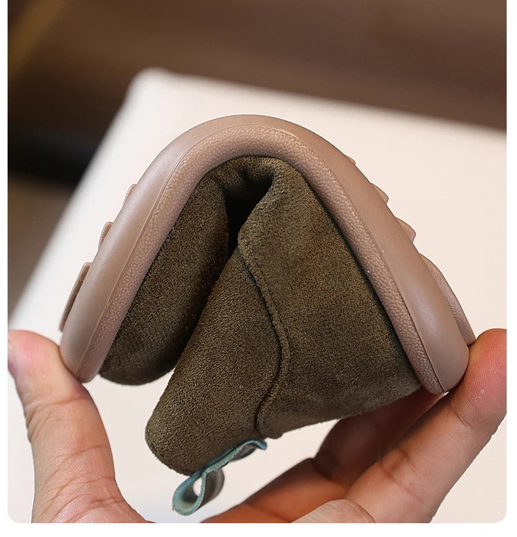 Autumn Winter Baby Boots – Boys Girls Oxford Suede Plush Ankle Shoes Anti-Slip Outdoor Kids Footwear