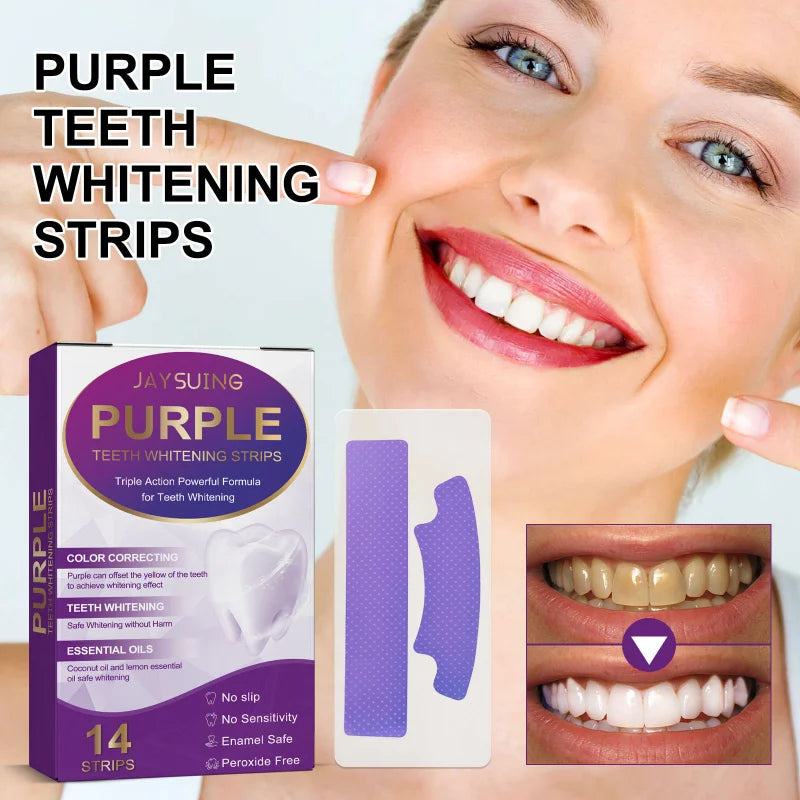 Purple Teeth Whitening Strips – Remove Stains, Fresh Breath & Brighten Smile