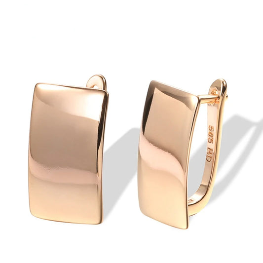 585 Rose Gold Square Dangle Earrings – Glossy Women’s Fine Jewelry