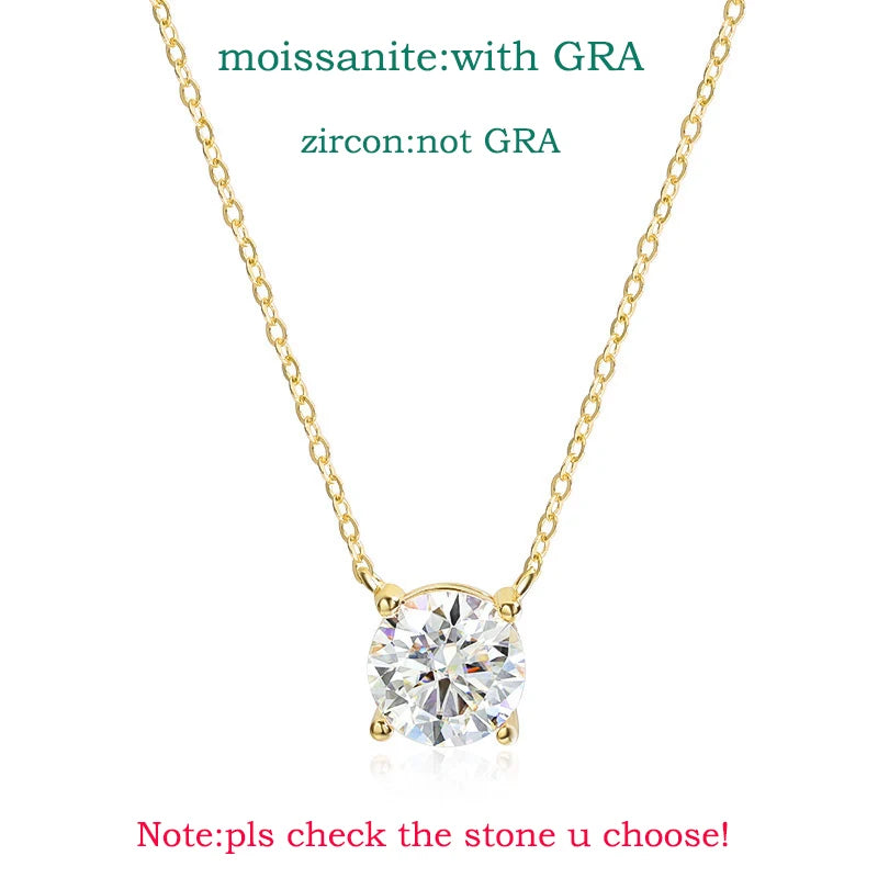Smyoue 1-5CT Rose Gold Moissanite Necklace – D Color Sparkling Classic Pendant, 925 Sterling Silver