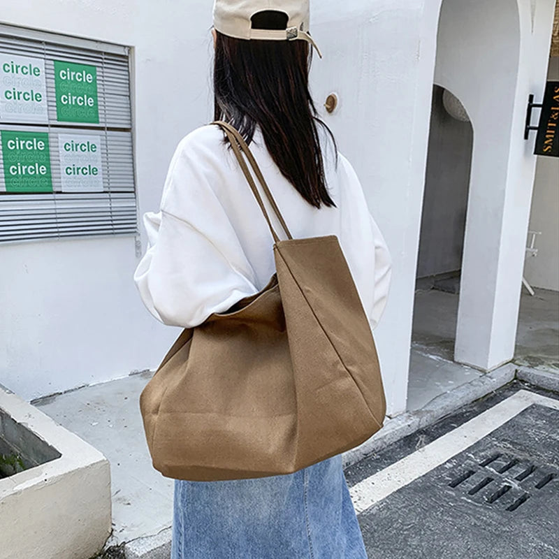 Large Capacity Canvas Tote – Eco-Friendly Reusable Shopper Shoulder Bag for Women