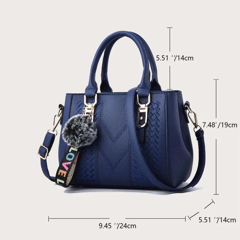 Embroidered Leather Handbag – Stylish Messenger Shoulder Bag for Women