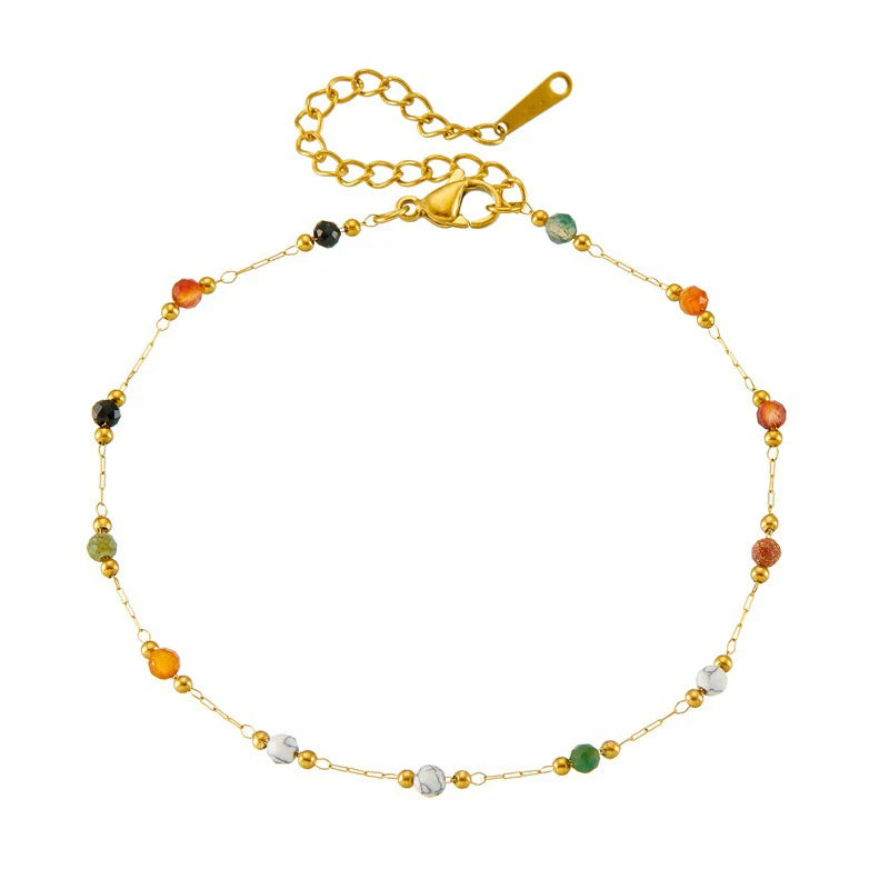 316L Stainless Steel Natural Beads Bracelet – 2025 Trendy Non-Fading Gold Jewelry for Women