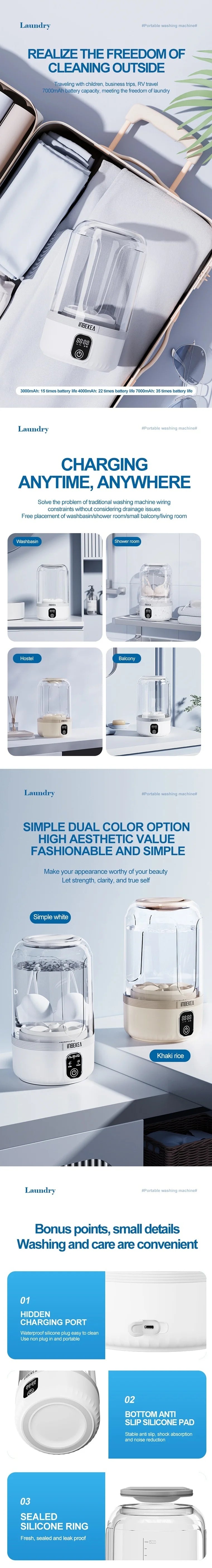 1.5L wireless portable washing machine — perfect for small laundry anytime, anywhere