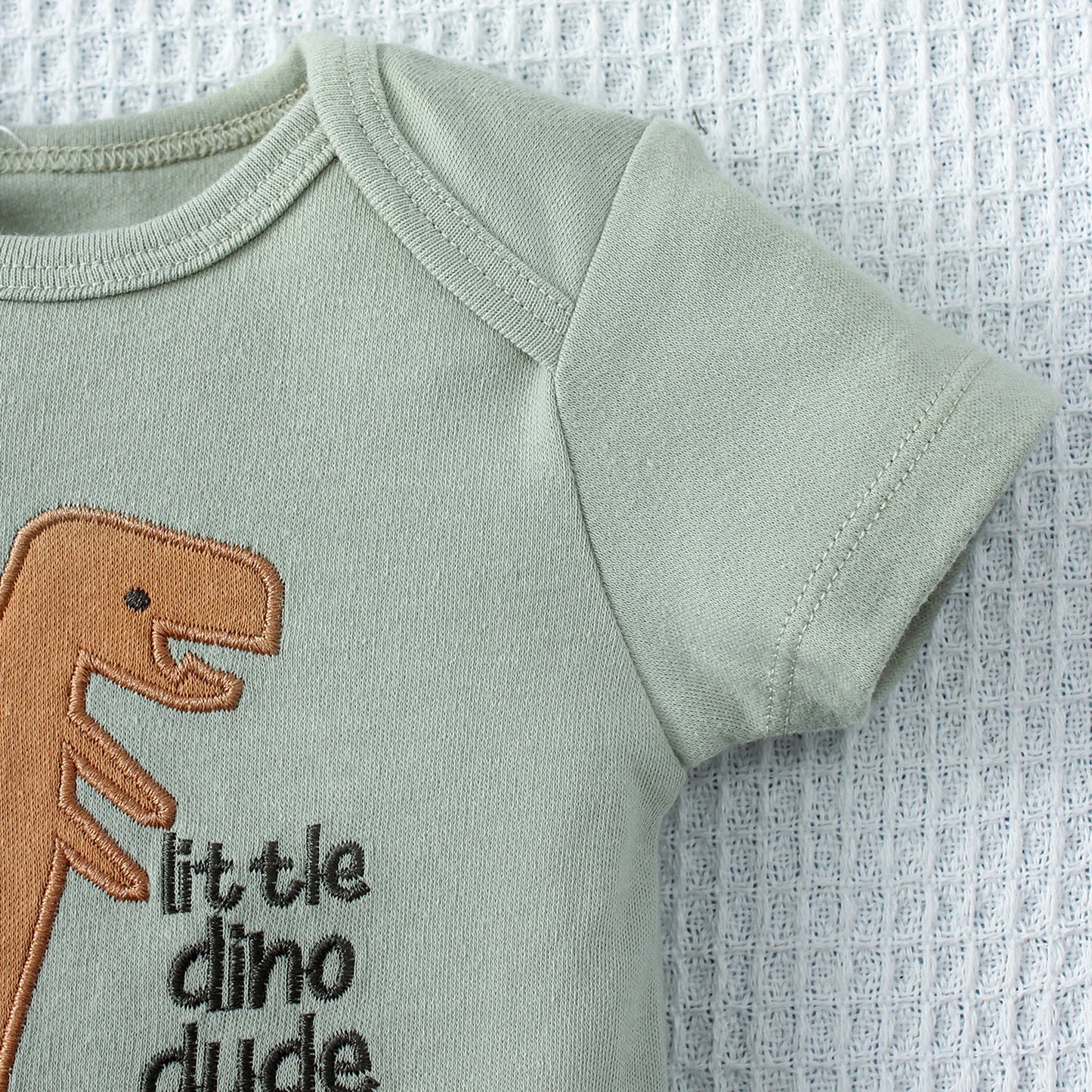 3PCS Summer Baby Bodysuit Set – Dinosaur & Stripe Pattern for Boys 0-9 Months