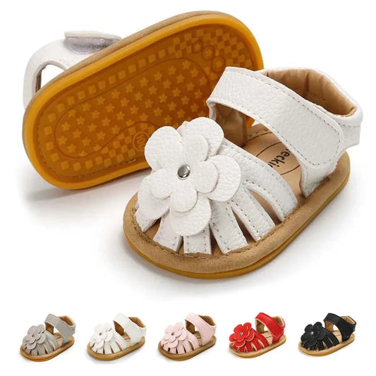 Baby Girl Flower Sandals – Soft Sole Non-Slip Dress Shoes
