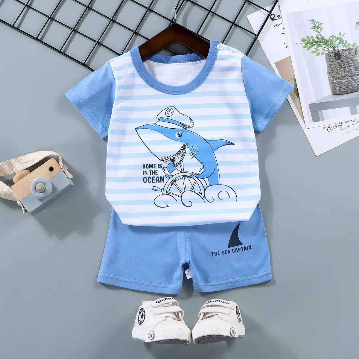 2PCS Mother & Kids Summer Cotton Sets – Short Sleeve T-Shirts & Shorts for Boys & Girls