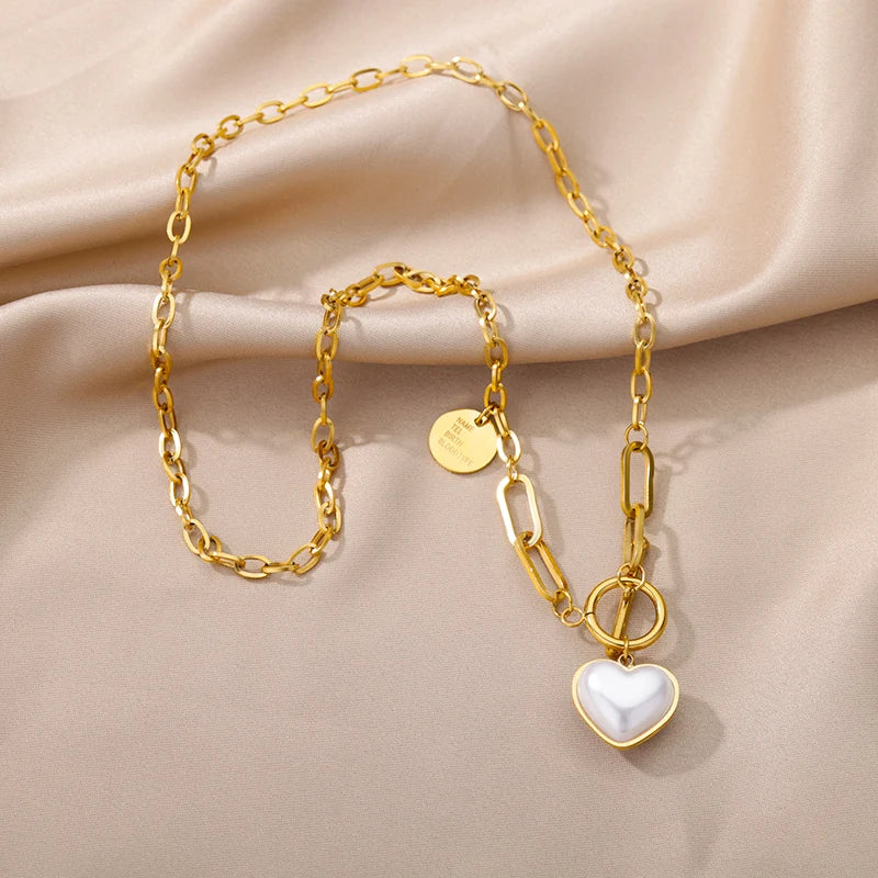 316L Stainless Steel Multilayer Heart Necklace – Gold Goth Clavicle Choker for Women