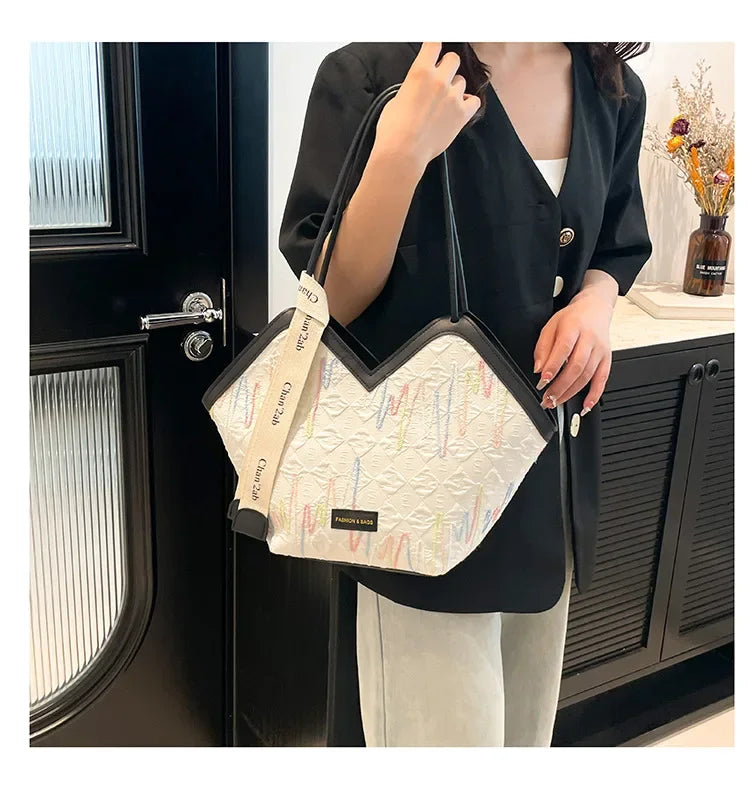 Large Capacity PU Tote – Minimalist Versatile Shoulder Bag for Women