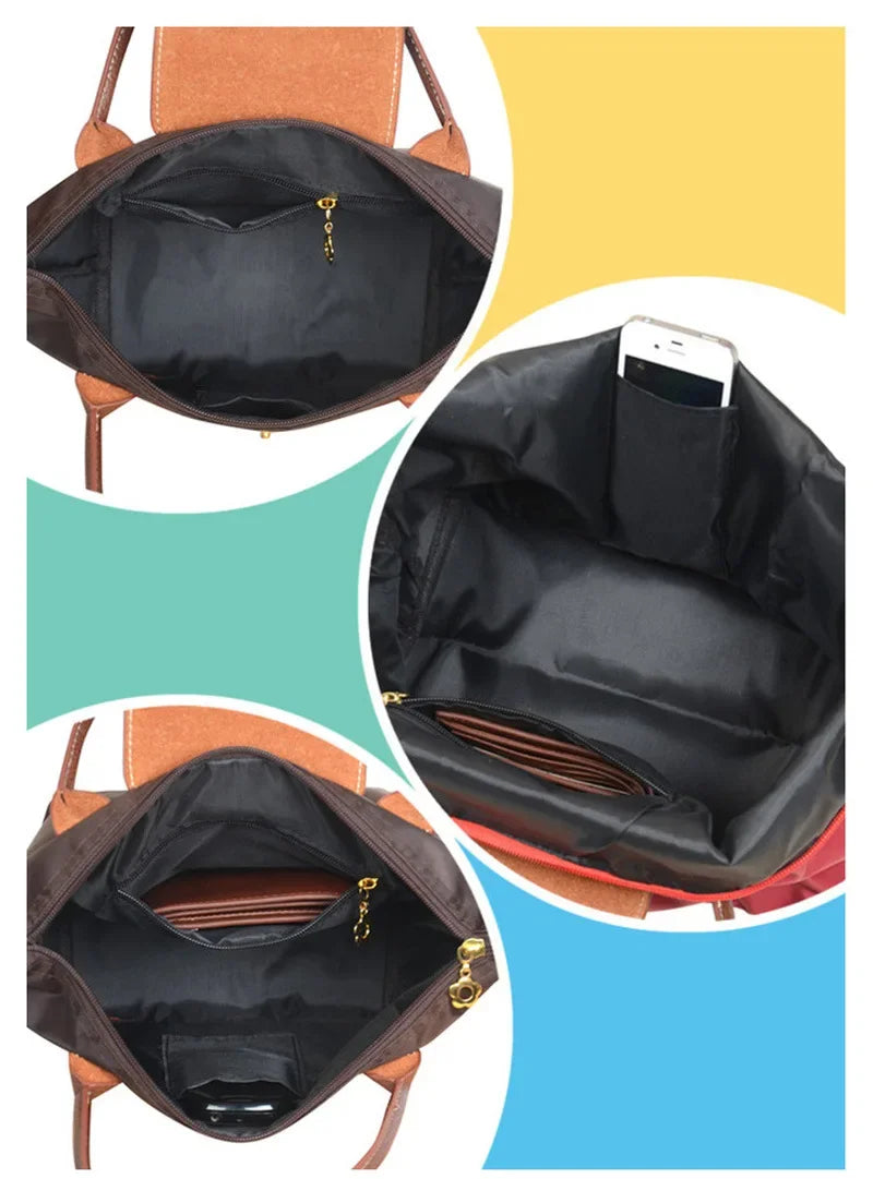 Nylon Sports Fitness Tote Bag – Waterproof Shoulder Handbag with Zipper & Mobile Phone Pocket