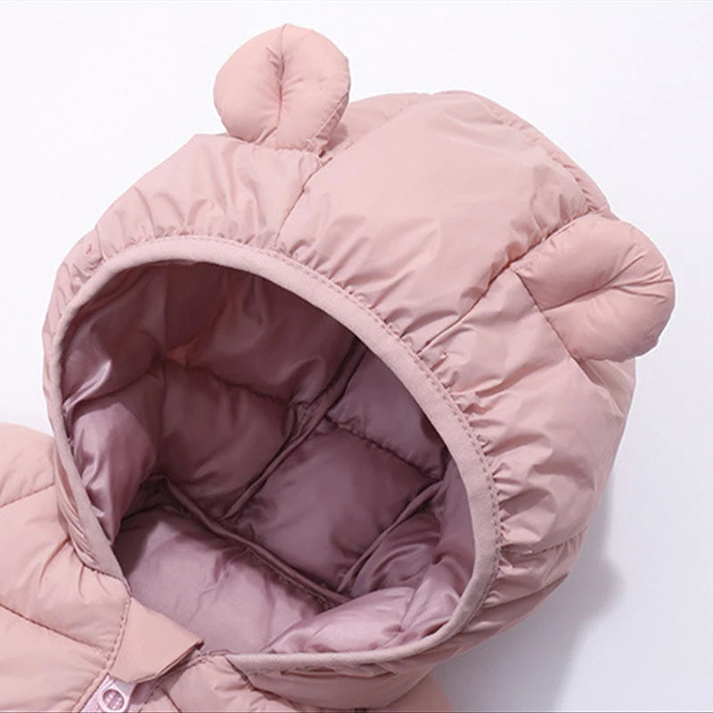 Autumn Winter Kids Down Jacket – Warm Hooded Zipper Coat 2–6Y Boys Girls Outerwear