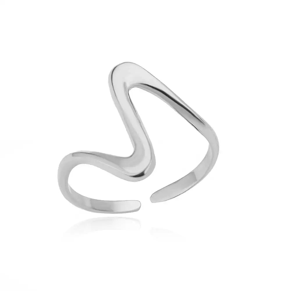 Gold Stainless Steel Open Ring – Waterproof Women’s Wedding Band Jewelry