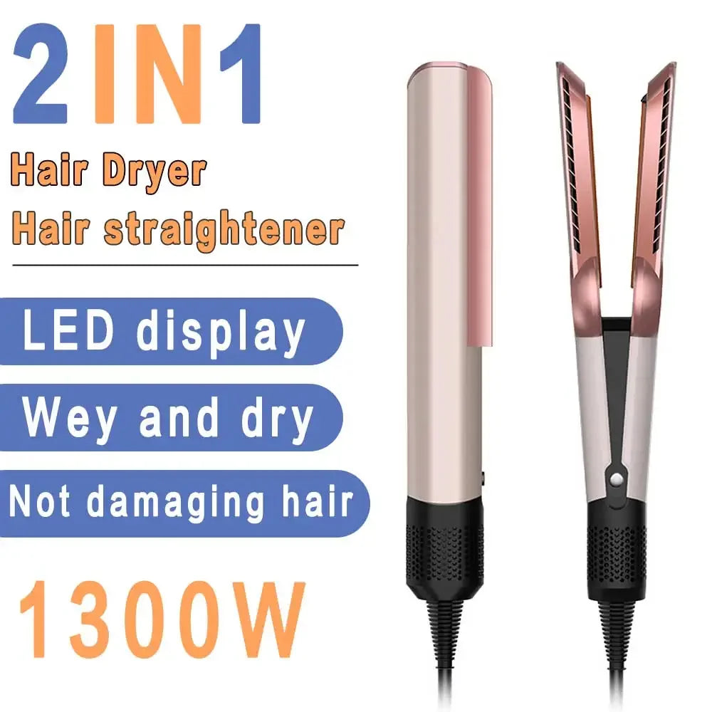 2-in-1 Professional Hair Dryer & Straightener – Quick-Dry Negative Ion Styling Tool