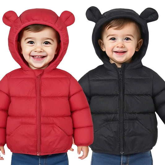 Autumn Winter Kids Down Jacket – Warm Hooded Zipper Coat 2–6Y Boys Girls Outerwear