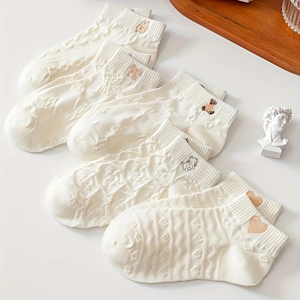 Cartoon Teddy Bear Ankle Socks – 5/10/20 Pairs Breathable & Cute