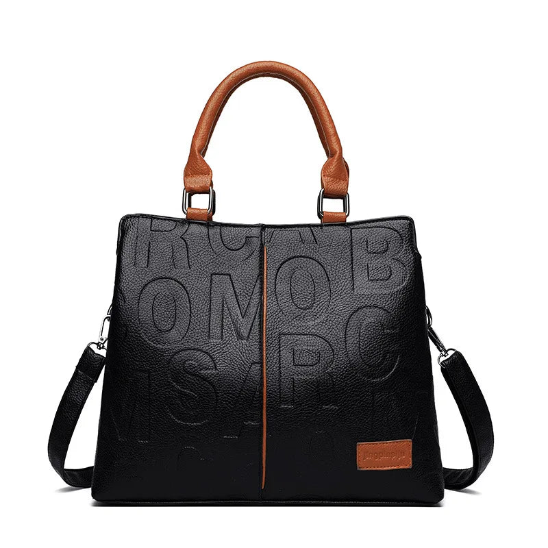 Luxury PU Leather Tote – Large Capacity Travel Shoulder Crossbody Bag for Women