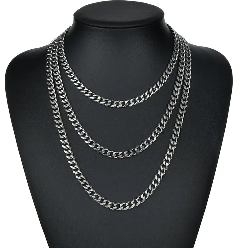 Stainless Steel Cuban Link Chain – Unisex Hip Hop Party Necklace