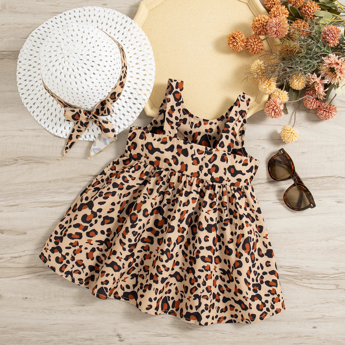 Baby Girl Leopard Print Dress – Bow Detail Suspender Party Outfit
