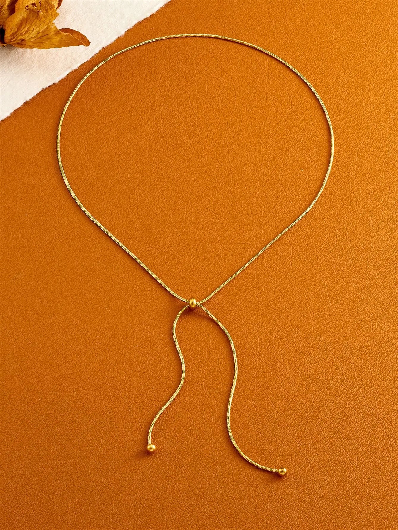 Gold Stainless Steel Adjustable Necklace – Retro Clavicle Chain for Women