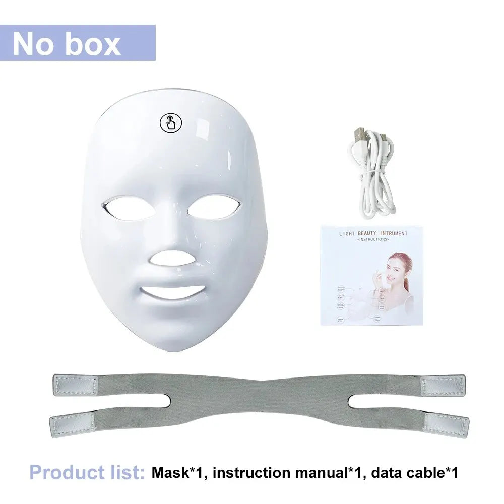 LED 7-Colors Facial Mask – Photodynamic Therapy for Skin Moisture, Rejuvenation, Anti-Acne, Wrinkle Removal & Pore Shrinking – Professional Salon & Home Use