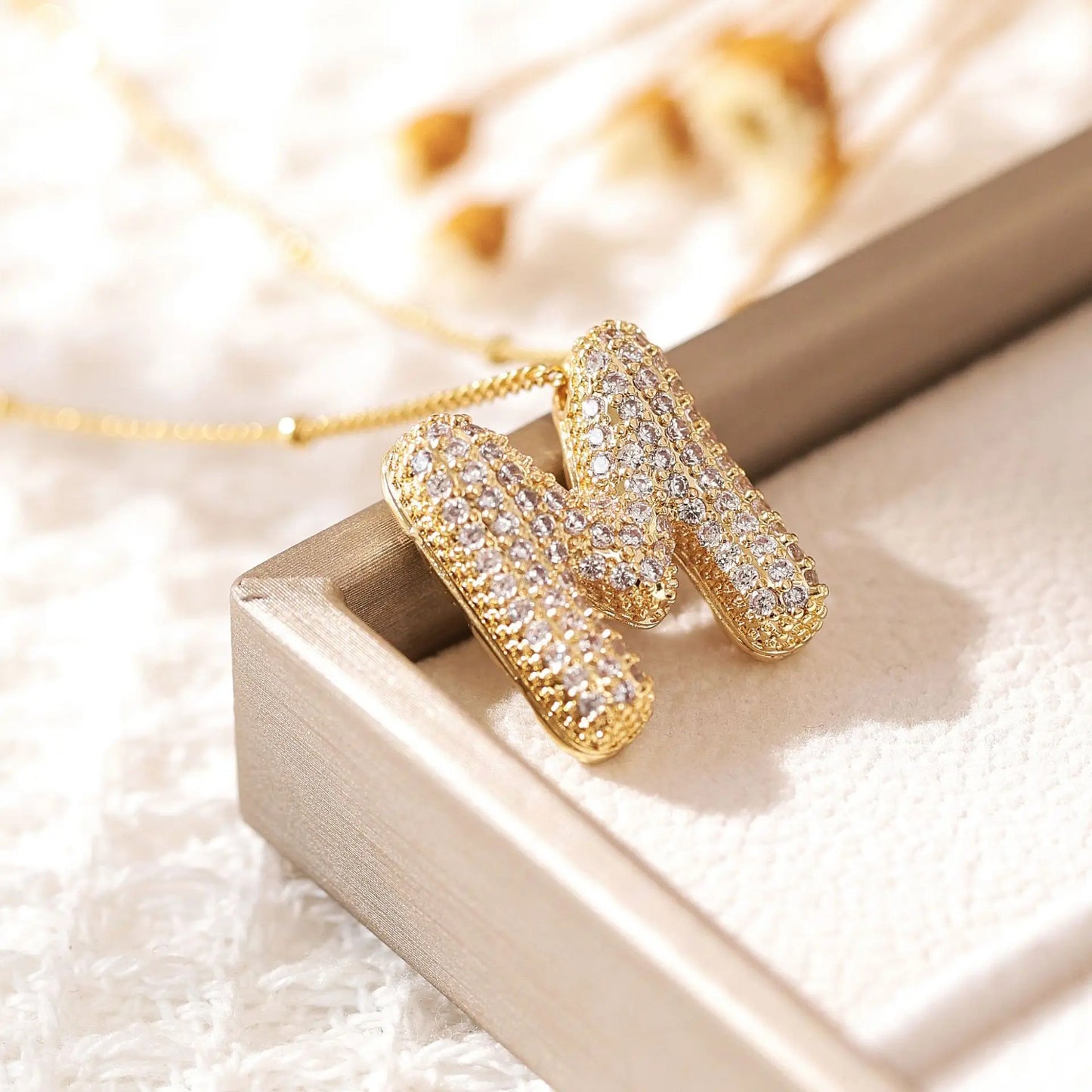 Gold A–Z Letter Necklace – Zircon Pendant Minimalist Chain