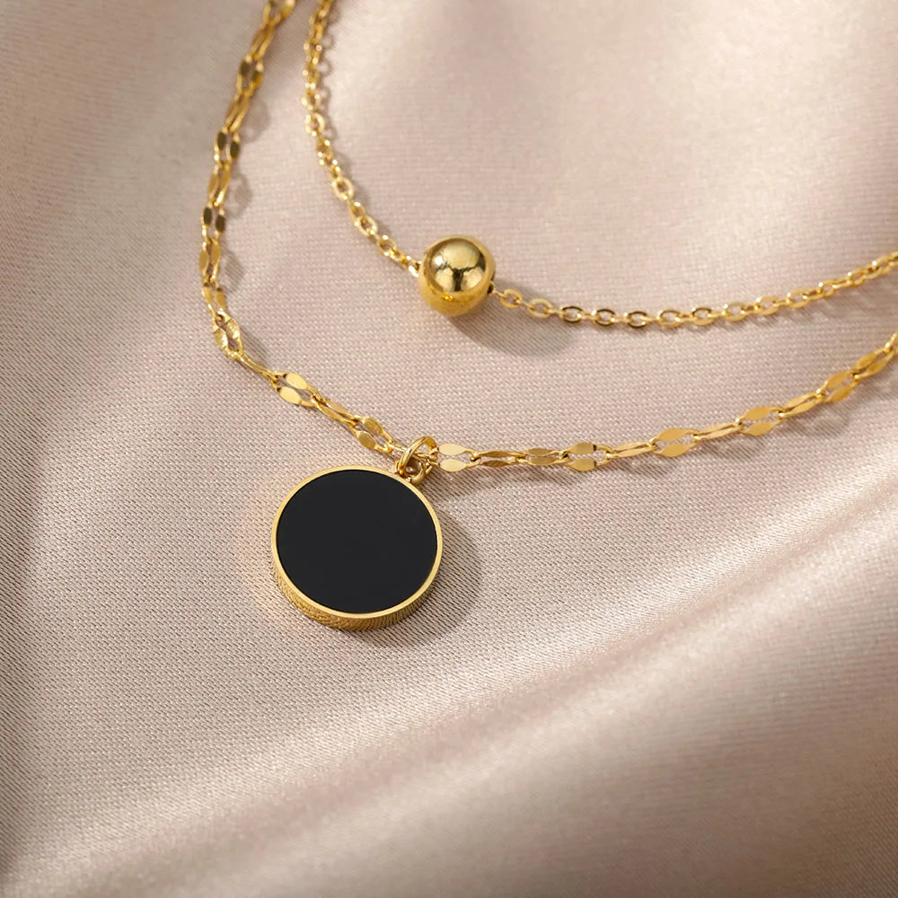 316L Stainless Steel Multilayer Heart Necklace – Gold Goth Clavicle Choker for Women
