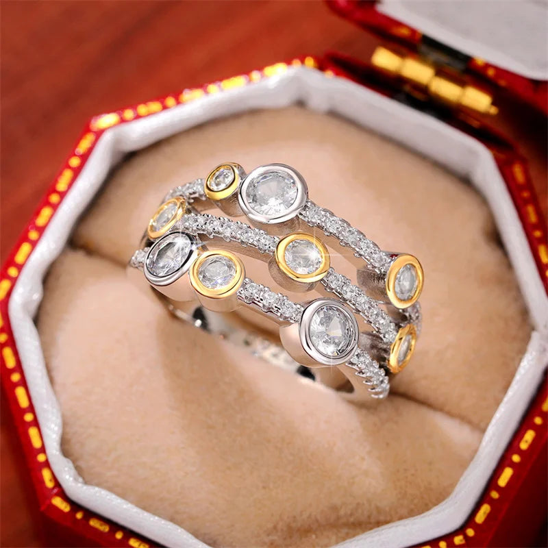 Vintage Two-Tone Cubic Zirconia Ring – Women’s Luxury Anniversary Jewelry
