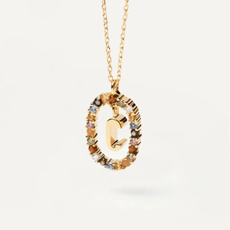 26 English Letter Pendant 925 Sterling Zircon Necklace – Fine Jewelry Choker for Women