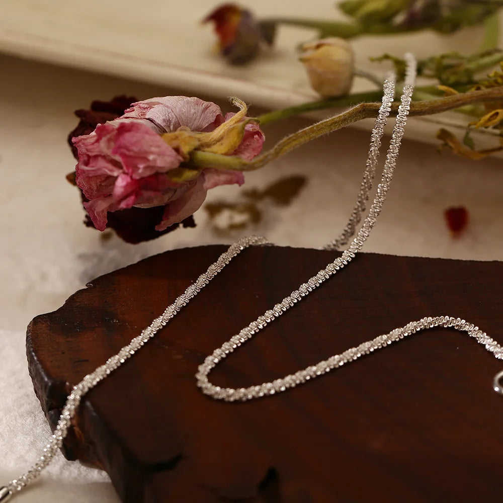 Silver Sparkling Clavicle Chain Necklace – Trendy Korean Wedding Party Jewelry for Women
