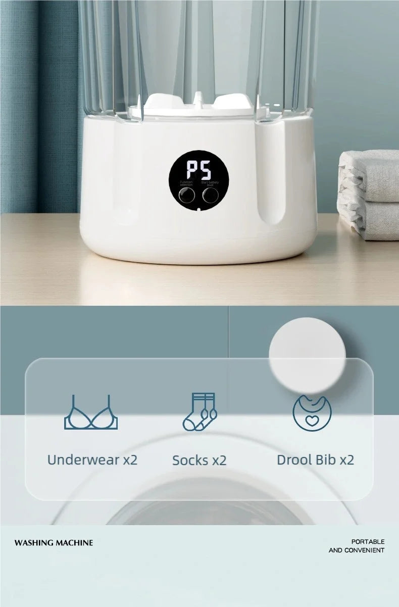 1.5L Portable Mini Washer — Perfect for Socks & Small Clothes Anytime, Anywhere