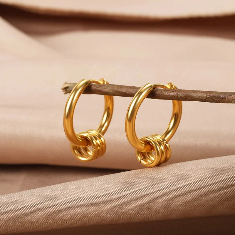 Gold Heart Zircon Hoop Earrings – Waterproof Stainless Steel Jewelry