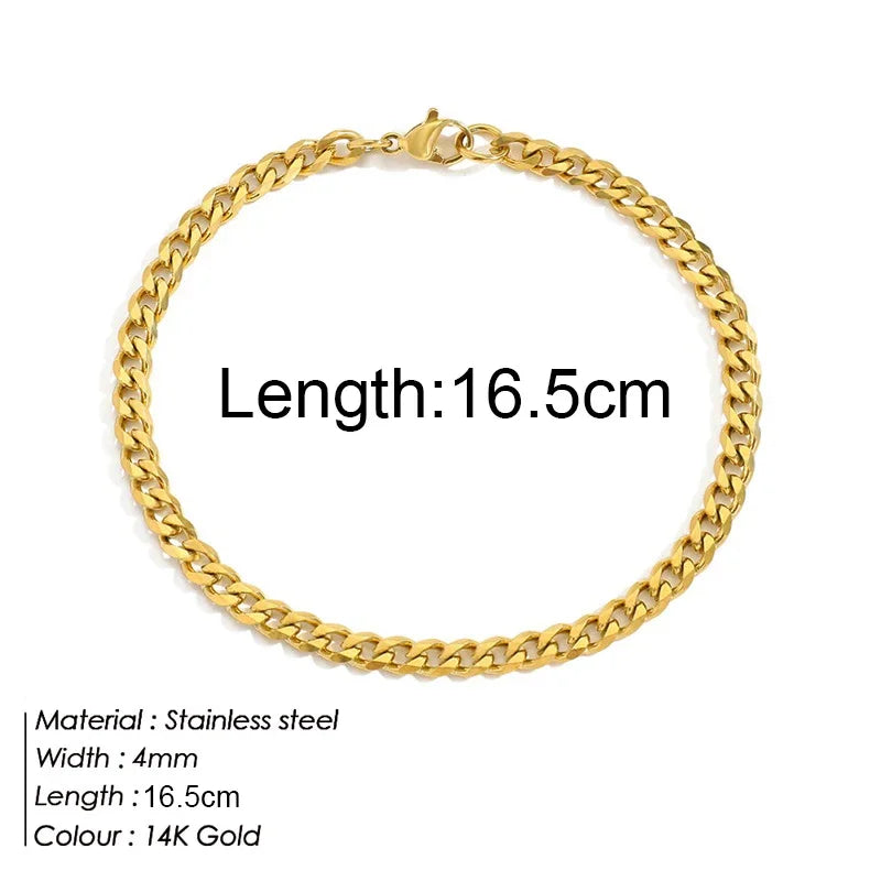 Gold Stainless Steel Twist Cuban Chain Bracelet – Women’s Jewelry Gift
