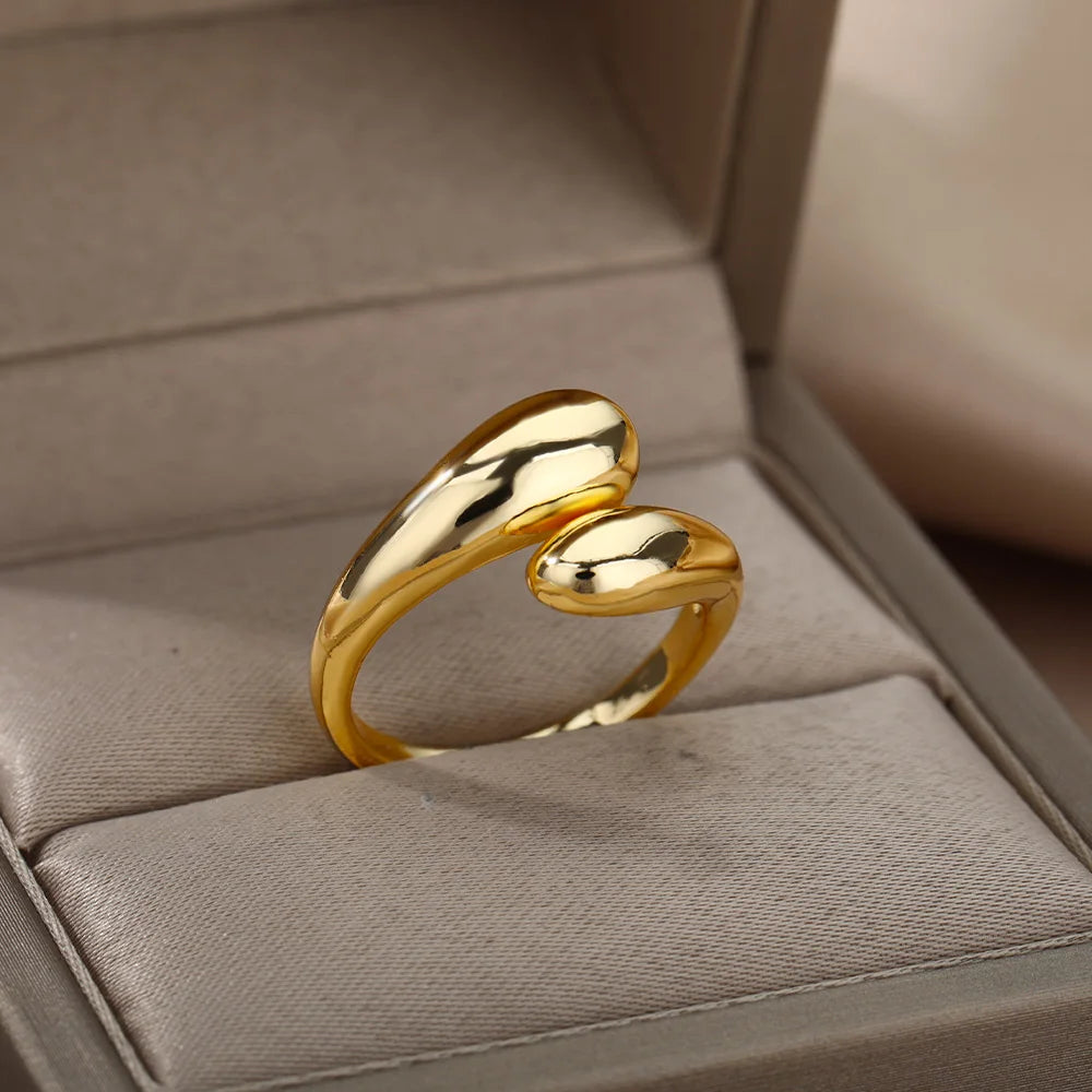 2025 Trendy Gold Stainless Steel Rings for Women – Wedding & Couple Jewelry