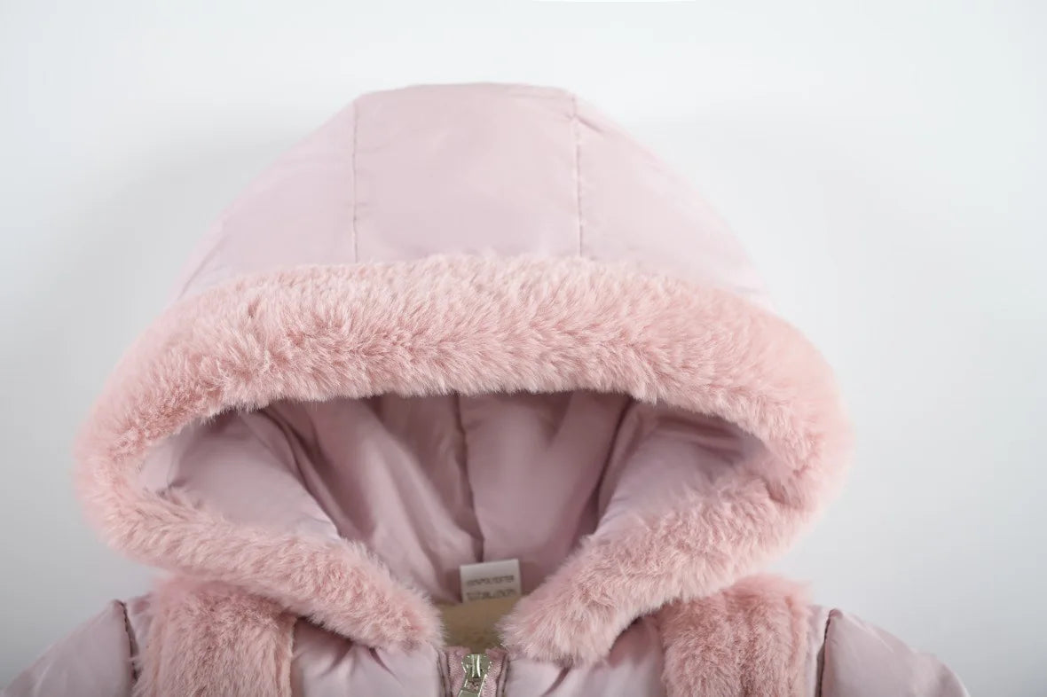 Winter Baby Girls Hooded Jacket – Warm Windproof Zipper Outerwear 1–4Y