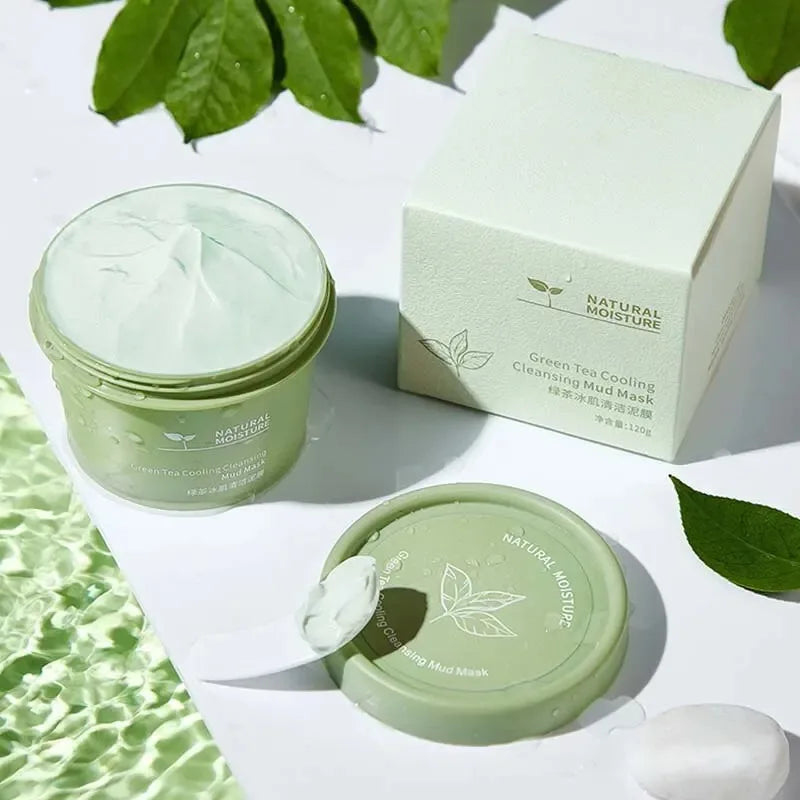 Green Tea Ice Mud Mask – Deep Cleansing, Moisturizing, Oil Control & Blackhead Removal with Applicator (120g)