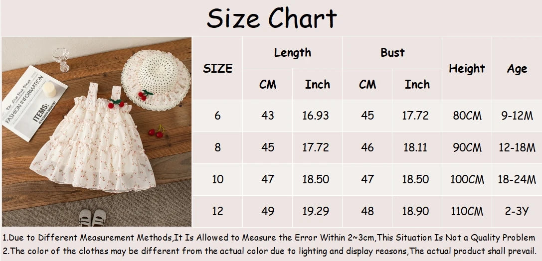 Baby Girl Summer Dress – Floral Cherry Print Halter Princess Outfit