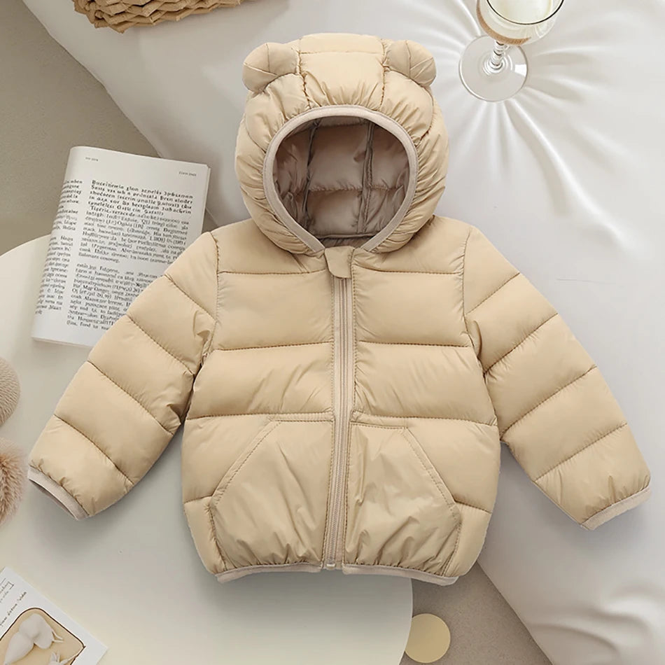 2025 Autumn Winter Kids Hooded Jacket – Warm Zipper Coat Parka for Boys & Girls