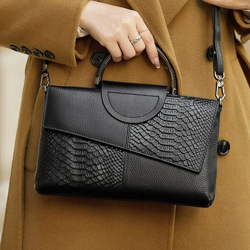 PU Synthetic Leather Crossbody Bag – Casual & Wedding Alligator Pattern Flap Handbag for Women