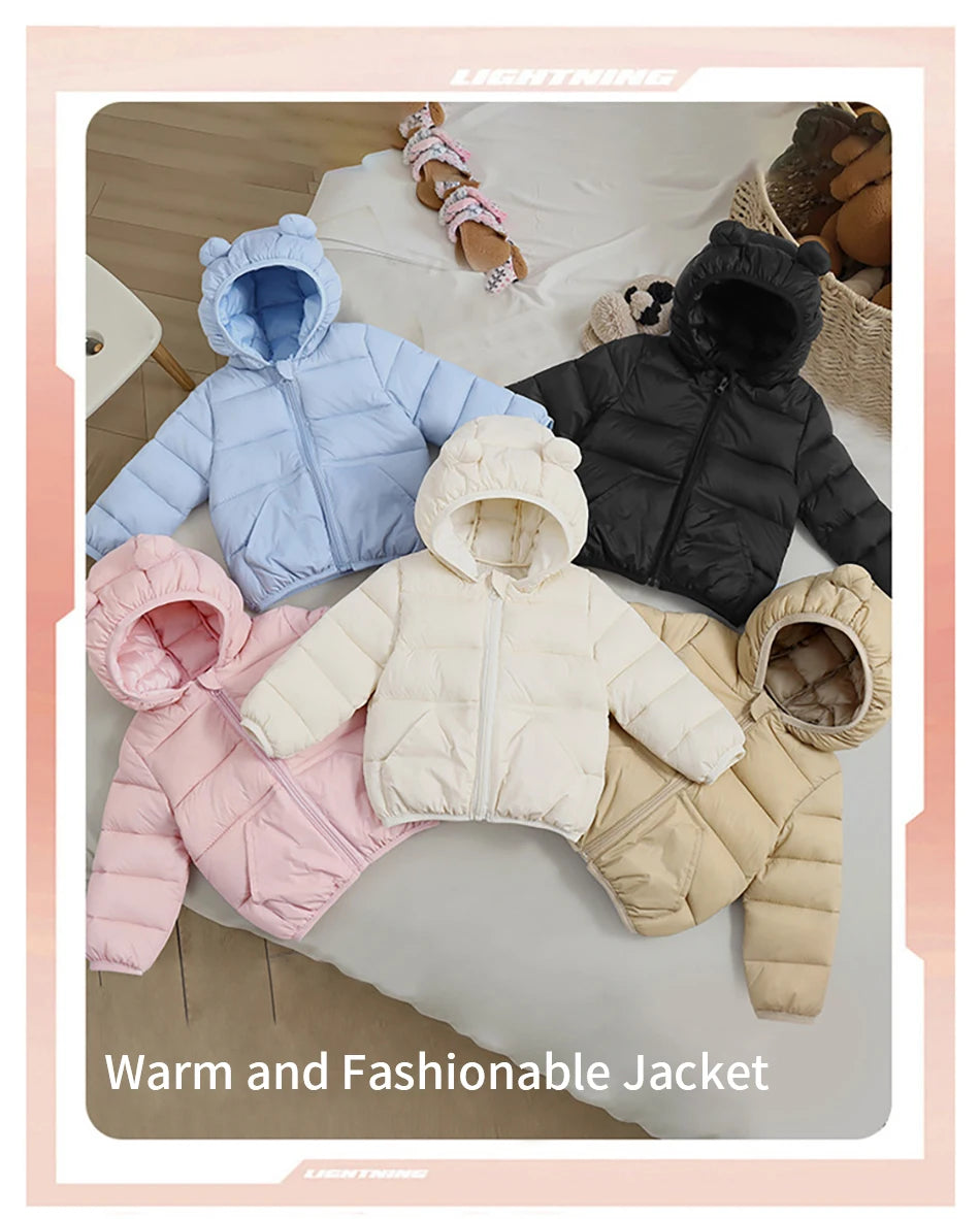 2025 Autumn Winter Kids Hooded Jacket – Warm Zipper Coat Parka for Boys & Girls