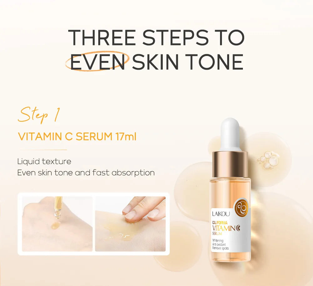 LAIKOU Vitamin C Skincare Set – Serum, Eye & Face Cream (3pcs)