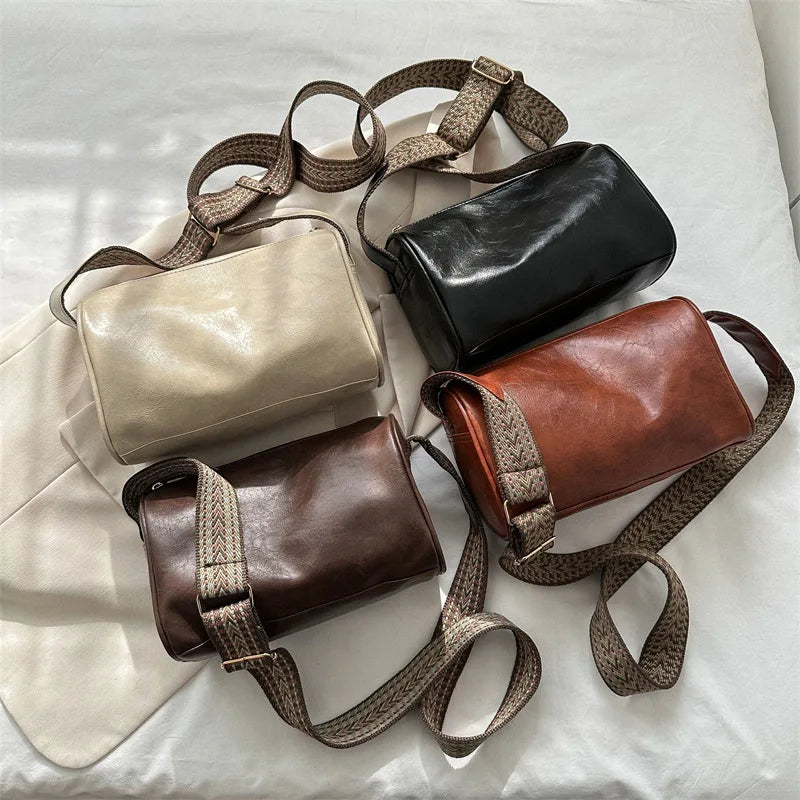 Vintage PU Leather Boston Handbag – Small Designer Crossbody & Travel Shoulder Bag for Women