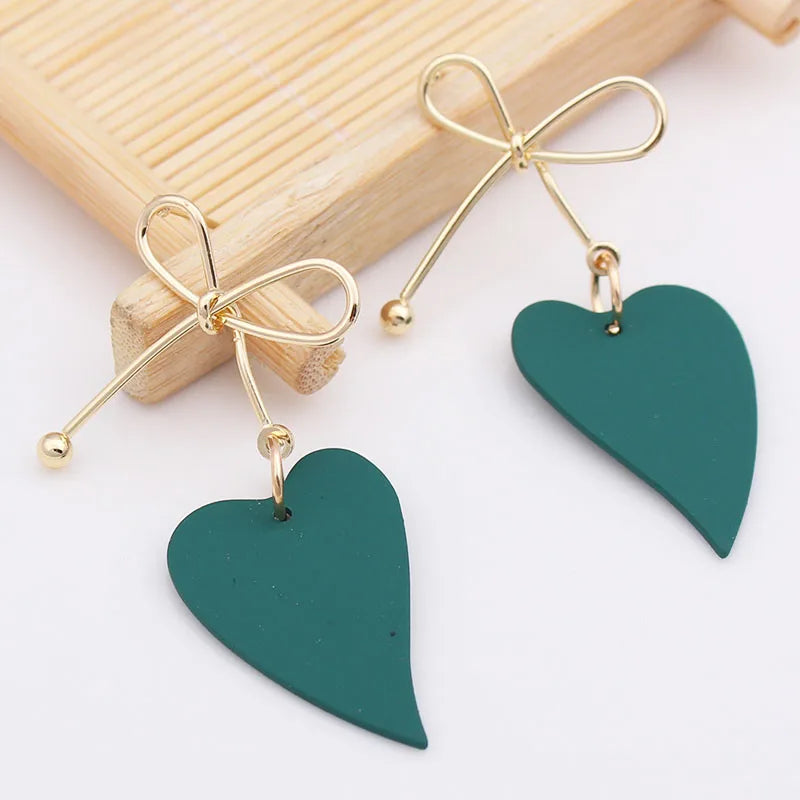 Colorful Metal Dangle Earrings – Flower & Heart Pendant Women’s Jewelry